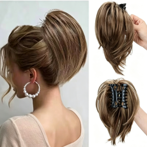 H&STAR Synthetic Hair Extension Straight Fully Short Ponytail Extension Hair Accessories Claw Clip Hairpiece for Women
