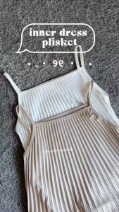 Inner Long Dress Plisket Tanpa Lengan / Gamis Plisket Tanpa Tangan Plisket Hyget Premium