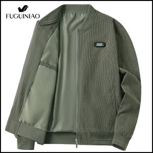 FUGUINIAO Suede Jacket Mens Jacket Business Casual Thick Jacket Baseball Collar Jacket Corduroy Jacket