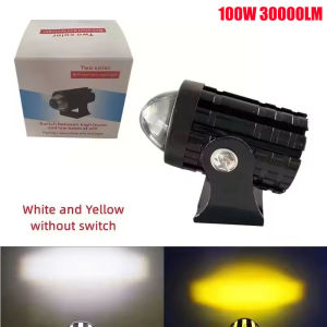1PCS/2PCS 100W 30000LM Universal Motorcycle LED Headlight Dual Color ATV Scooter Driving Lamp Fog Light Auxiliary Spotlight Lamp