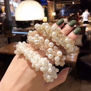 ALENADAY - Ikat Rambut Motif Mutiara Cantik Karet Elastis Wanita Dewasa & Anak Perempuan ACC34