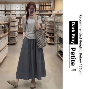XIANYIJIAO | High-Waisted A-Line Skirt for Short Figure with Quick-Drying and Silky Drapey Finish