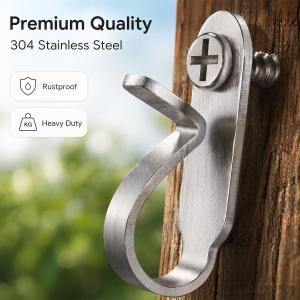 10 Sets Stainless Steel Wall-mounted Screw Hooks / Lantern Light String Holders / Multi-purpose Heavy-duty Wall Hanging Hooks