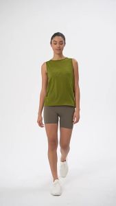 32YueJi Hollow Back Sport Vest for Women Sleeveless Loose Thin Long Waist Workout Shirt Yoga Tank Tops