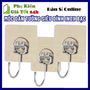 Móc dán tường inox 304 loại 1 chân chịu lực đến 5kg kèm miếng dán tráng bạc siêu dính móc dán chịu lực - Móc Inox Gắn Tường  Móc Treo Đồ