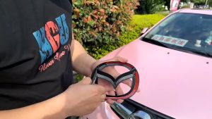 Mazda 3 BM BN 2014 - 2019 Glossy Black Carbon Fiber Trim Front Grille Logo Rear Trunk 3D Emblem Cover Garnish Mazda3