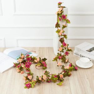 8/15PCS Artificial Rose Flowers Wedding Home Room Decoration Spring Autumn Garden Arch Christmas Rattan DIY Gift Fake Plant Vine