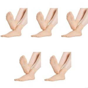5 Pairs KAVE New Slip-resistant Massage Bottom Short Stockings Invisible Crystal Silk Socks Non-marking Silk Sheer Ankle Socks