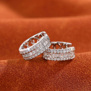 Huitan Chic Womens Small Hoop Earrings with Dazzling Cubic Zirconia Exquisite Female Earrings Daily Wear Luxury Trendy Jewelry