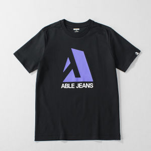 เสื้อยืดแขนสั้นทรงหลวมสำหรับผู้ชาย ฤดูร้อน 2025 แขนสั้น คอกลม สีดำ ความรู้สึกระบายอากาศได้ดี เสื้อยืดเอเบิ้ลเจนส์สำหรับผู้ชาย