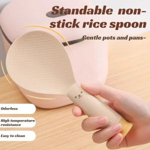 【Cute Bear】Suction Cup Kitchen Bear Rice Spoon Can Be Vertical Non-Stick Rice Serving Rice Cooker Food-Grade High Temperature Standing Household吸盘式不占米饭勺
