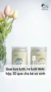 Que tưa lưỡi rơ lưỡi WAI hộp 30 que cho bé sơ sinh (1 đầu rơ lưỡi)