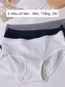 Quần Lót Cotton Nữ Kẻ Sọc Gân Tăm Co Giãn Thoáng Khí Êm Ái Quần Chip Nữ Cạp Giữa Eo Màu Sắc Basic Dễ Mặc Hằng Ngày