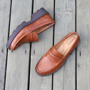 Handmade Thick Bottom Loafers Womens Shoes Arch Support Comfortable Shock Absorption Autumn Winter New Style Fashion Single Shoes