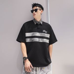 Áo Thun Polo Nam Dáng Rộng Mùa Hè Cổ Bẻ Thêu Tay Ngắn Dáng Lớn 300 Pound Phong Cách Mỹ Cổ Điển Thời Trang Thường Ngày