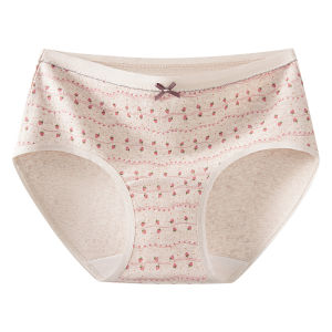 MiiOW | Pure Cotton Triangle Panties Womens Antimicrobial Crotch Mid-Waist Sweet Cute Youthful Briefs Breathable Comfortable Underwear