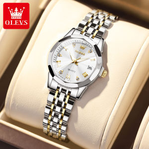 OLEVS Ladies Watches Branded 2022 Fashion Original Waterproof Dual Calendar Luminous Display Stainless Steel Elegant Watch For Women