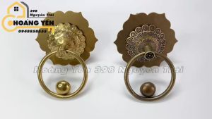 Tay nắm cửa cổng bằng đồng Tay kéo cổng mặt hoa đồng đúc 13cm - 16cm Tay gỗ cửa tân cổ điển