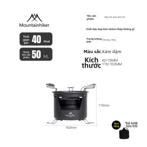 Mountainhiker | MOUNTAINHIKER Bếp Cồn Di Động Dùng Cho Cắm Trại Ngoài Trời Tương Thích Nhiên Liệu Lỏng & Rắn Đun Sôi Trà Ấm Đun Nước Dụng Cụ Nấu Ăn Màu Đen