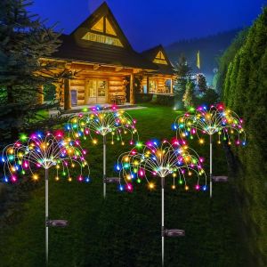 Đèn Pháo Hoa Năng Lượng Mặt Trời Chống Thấm Nước 60LED Dây Cổ Tích Ngoài Trời Chiếu Sáng Giáng Sinh 8 Chế Độ 3 Màu Trang Trí Sân Vườn Đèn Chạy Bằng Năng Lượng Mặt Trời