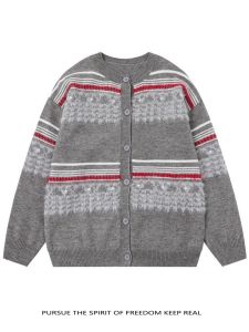 Color Block Knit Cardigan Sweater Casual Versatile Lazy Style for Men And Women Autumn Winter Soft Polyester Long Sleeve Knitted Top