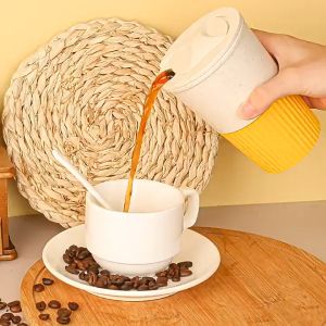 Leakproof Coffee Cup Wheat Fiber Material Traver Mug With Non-Slip Cup For Hot Coffee And Tea