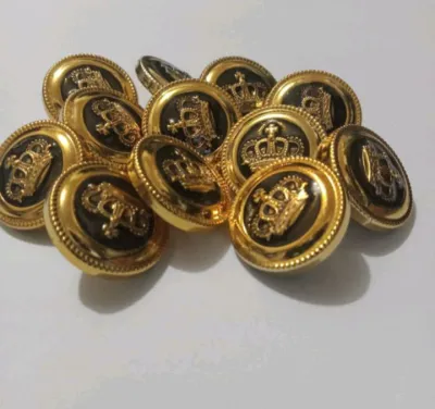 [COD]Isi 12 pcs Kancing jasko / Kancing Epoxy / Kancing Jas blazer - Motif Mahkota kuning Emas