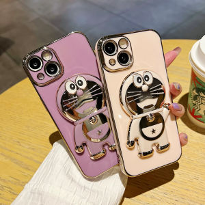 JIUMOO Casing Ponsel: Case HP Lapisan Tepi Mewah & Softcase Silikon Pola Robot Kucing