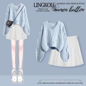 NUMEN BUTTON | Sweet and Age-Reducing Korean Style Fall Clothing Set