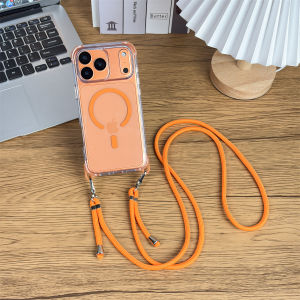 szhaiyu | Magnetic Clear Phone Case for Magsafe IPhone Air  17 17E 16 Plus 15 14 13 12 Pro Max Lanyard Strap Transparent Protective Cover