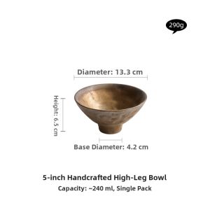 YOGEHOME | Vintage Elegance Golden Glaze Footed Bowl Ceramic Personal Use