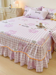 Korean Style Single Piece Bed Skirt Cotton Dustproof Slip Resistant Mattress Protector Cover 1.5m Bed Cover up 1.8m