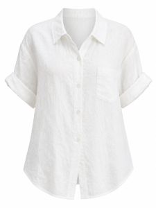 Basic House | 100 Linen White Cap Sleeve Women Shirt