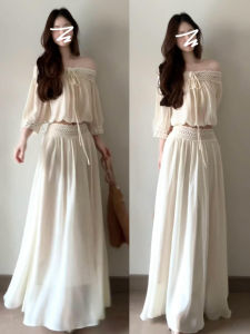 Karrar betsey | French Style White Lace Spaghetti Strap Midi Dress Set