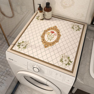 Máy Giặt Chống Bụi Chống Thấm Nước VIKAMA Winter Deer Floral Top Mat Teal Vine Letter Design Tấm Lót Chống Trượt Hiện Đại Cho Bề Mặt Máy Sấy Quần Áo