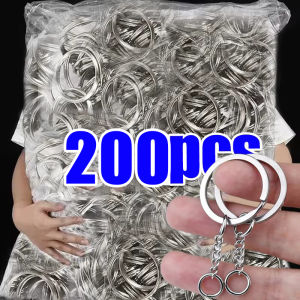50/100/200 Silver Plated Metal Blank Keychain Stainless Steel Polished Split Ring Keychain DIY Car Keychain High Quality Split Ring Keychain Accessories