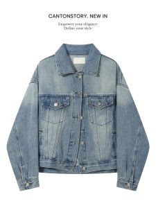 Áo Khoác Denim Xanh Mỹ Kiểu Cổ Điển
