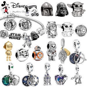 MINISO DIY Disney Jewelry Club Star Wars Charm Bead Grogu Baby Yoda BB-8 Droid Silver Pendant Fit Original Europeans Bracelet