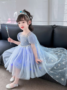 Princess Dress Childrens Day Gift Glowing Summer New Arrival 2023 Frozen Princess Skirt Dress Girls Sweet Style Short Sleeve
