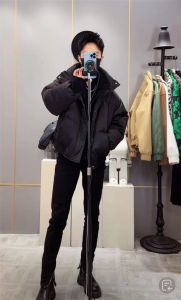 Mens Thickened Cotton Jacket Fashionable Trendy Winter Outerwear Warm Stand Collar Standard Fit Regular Length Cotton Coat