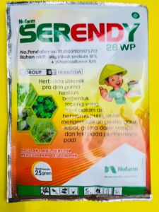 Herbisida sistemik pra dan purna pada tanaman padi SERENDY dari NUFARM. Isi 25gram MANTAB