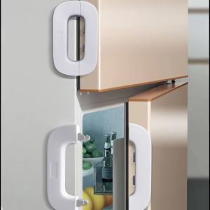 ตัวล็อคตู้เย็น สายล็อคตู้ ไม่ต้องเจาะและติดตั้งง่าย ง่ายต่อการถอดประกอบ จะไม่ทำให้เฟอร์นิเจอร์เสียหาย