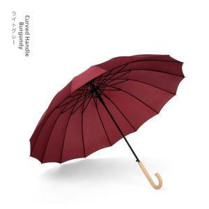 GUANGMANZHI | Long Handle Auto Open Close Wooden Handle Elegant Lightweight Sun & Rain Umbrella 16 Ribs