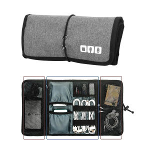 Electronic Organizer Cord Pouch Travel Cable Charger Phone Accessories Bag Organizer Roll up Tech Carrying Case for USB Cables