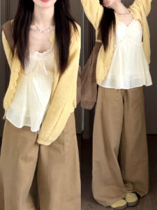 LIRUSHAN | Pretty Gentle Yellow Knit Top Set for Women 2026 New Style