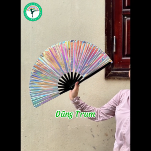 Quạt Múa Quạt Võ KungFu Vải Phản Quang Xương Tre Cao Cấp Dày Mịn