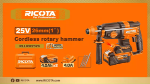 RICOTA สว่านโรตารี่แบตเตอรี่ไร้สาย 25V 4 ระบบ เจาะเจาะกระแทกกระแทก 26 มม. SDS Plus รุ่น RLLRH2526 RLLRH25261