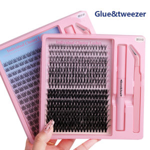DIY False Eyelashes Clusters Kit With Glue Tweezers Individual Natural Eyelashes Bunches Technological Fibers Eye Lashes Makeup