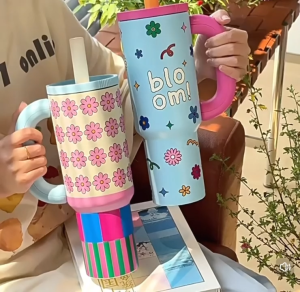 Tumbler with Handle Tumbler with Lid and Straw Stainless Steel Travel Mug 100% Leak Proof
