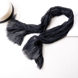 Summer Small Size Scarf Womens Neck Protection Decoration Long Strip Short 1 Meter Black Scarf Cotton Material Pure Color